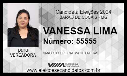 Candidato VANESSA LIMA 2024 - BARÃO DE COCAIS - Eleições