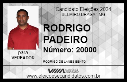 Candidato RODRIGO PADEIRO 2024 - BELMIRO BRAGA - Eleições