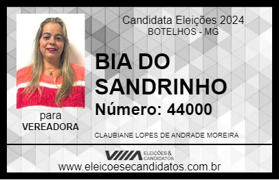 Candidato BIA DO SANDRINHO 2024 - BOTELHOS - Eleições