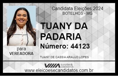 Candidato TUANY DA PADARIA 2024 - BOTELHOS - Eleições