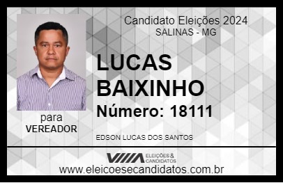 Candidato LUCAS BAIXINHO 2024 - SALINAS - Eleições