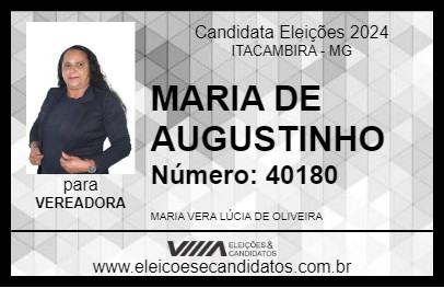 Candidato MARIA DE AUGUSTINHO 2024 - ITACAMBIRA - Eleições