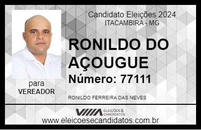 Candidato RONILDO DO AÇOUGUE 2024 - ITACAMBIRA - Eleições