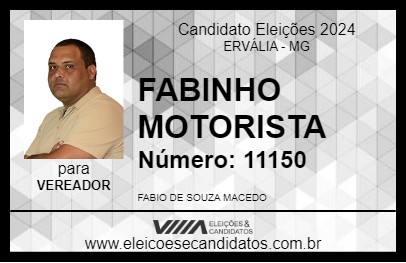 Candidato FABINHO MOTORISTA 2024 - ERVÁLIA - Eleições