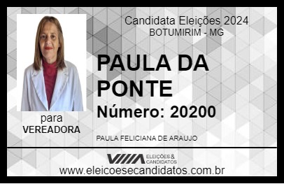 Candidato PAULA DA PONTE 2024 - BOTUMIRIM - Eleições