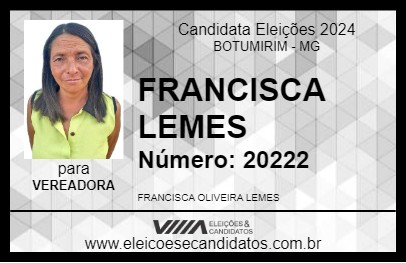 Candidato FRANCISCA LEMES 2024 - BOTUMIRIM - Eleições