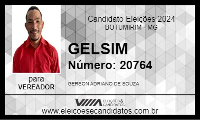 Candidato GELSIM 2024 - BOTUMIRIM - Eleições