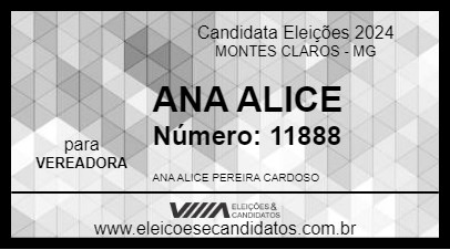 Candidato ANA ALICE 2024 - MONTES CLAROS - Eleições