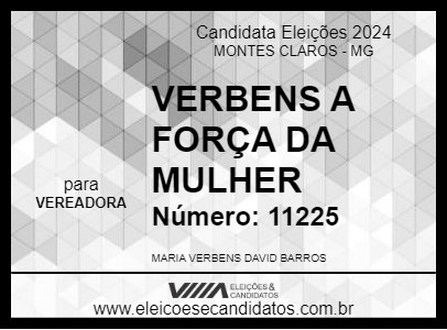 Candidato VERBENS A FORÇA DA MULHER 2024 - MONTES CLAROS - Eleições