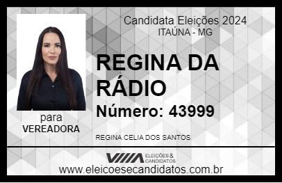 Candidato REGINA DA RÁDIO 2024 - ITAÚNA - Eleições