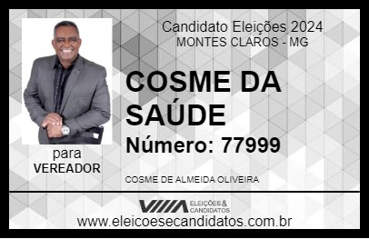 Candidato COSME DA SAÚDE 2024 - MONTES CLAROS - Eleições