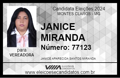 Candidato JANICE MIRANDA 2024 - MONTES CLAROS - Eleições