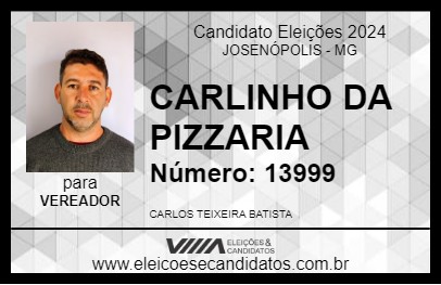 Candidato CARLINHO DA PIZZARIA 2024 - JOSENÓPOLIS - Eleições