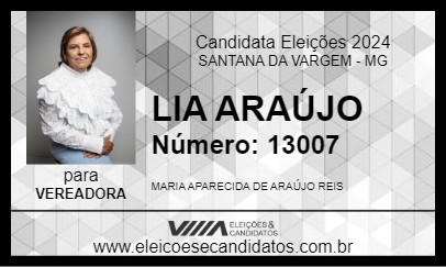 Candidato LIA ARAÚJO 2024 - SANTANA DA VARGEM - Eleições