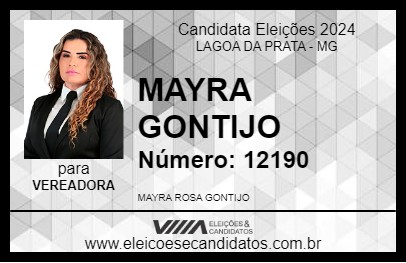 Candidato MAYRA GONTIJO 2024 - LAGOA DA PRATA - Eleições