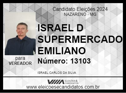 Candidato ISRAEL D SUPERMERCADO EMILIANO 2024 - NAZARENO - Eleições