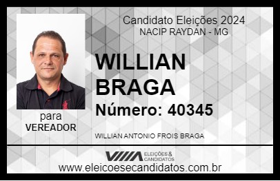 Candidato WILLIAN BRAGA 2024 - NACIP RAYDAN - Eleições