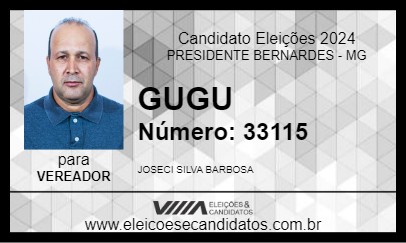 Candidato GUGU 2024 - PRESIDENTE BERNARDES - Eleições