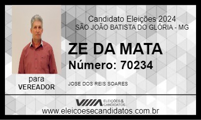 Candidato ZE DA MATA 2024 - SÃO JOÃO BATISTA DO GLÓRIA - Eleições