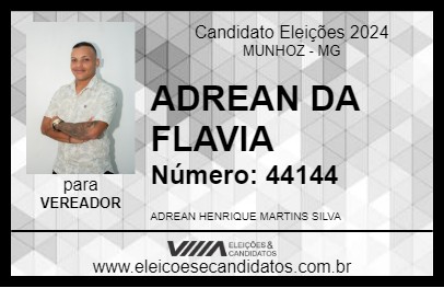 Candidato ADREAN DA FLAVIA 2024 - MUNHOZ - Eleições