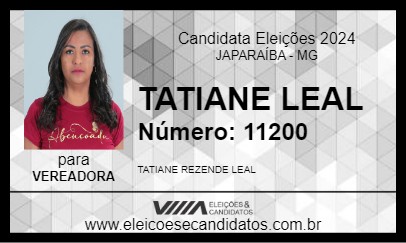 Candidato TATIANE LEAL 2024 - JAPARAÍBA - Eleições