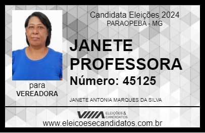 Candidato JANETE PROFESSORA 2024 - PARAOPEBA - Eleições