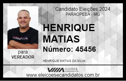 Candidato HENRIQUE MATIAS 2024 - PARAOPEBA - Eleições