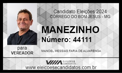 Candidato MANEZINHO 2024 - CÓRREGO DO BOM JESUS - Eleições