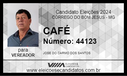 Candidato CAFÉ 2024 - CÓRREGO DO BOM JESUS - Eleições