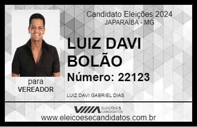 Candidato LUIZ DAVI BOLÃO 2024 - JAPARAÍBA - Eleições