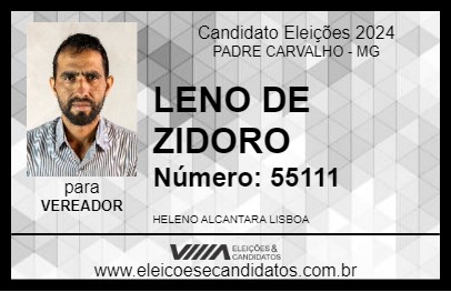 Candidato LENO DE ZIDORO 2024 - PADRE CARVALHO - Eleições