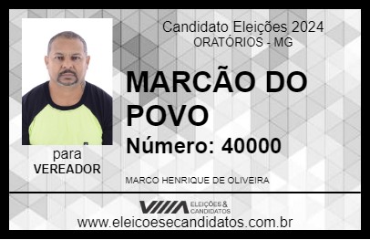 Candidato MARCÃO DO POVO 2024 - ORATÓRIOS - Eleições