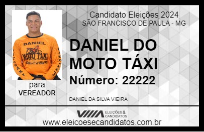 Candidato DANIEL DO MOTO TÁXI 2024 - SÃO FRANCISCO DE PAULA - Eleições