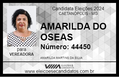 Candidato AMARILDA DO OSEAS 2024 - CAETANÓPOLIS - Eleições