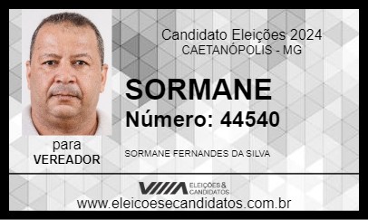 Candidato SORMANE 2024 - CAETANÓPOLIS - Eleições