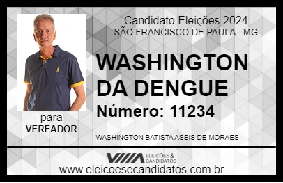 Candidato WASHINGTON DA DENGUE 2024 - SÃO FRANCISCO DE PAULA - Eleições