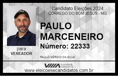 Candidato PAULO MARCENEIRO 2024 - CÓRREGO DO BOM JESUS - Eleições