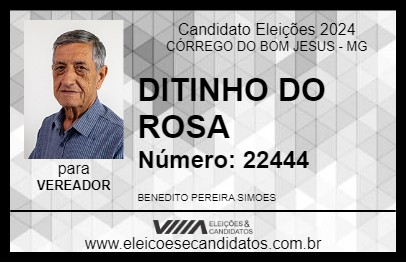 Candidato DITINHO DO ROSA 2024 - CÓRREGO DO BOM JESUS - Eleições