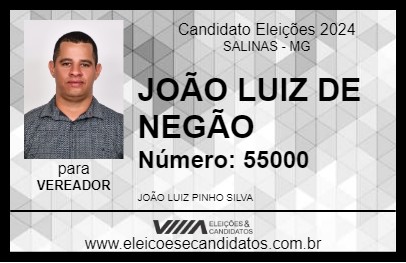 Candidato JOÃO LUIZ DE NEGÃO 2024 - SALINAS - Eleições