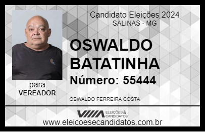 Candidato OSWALDO BATATINHA 2024 - SALINAS - Eleições