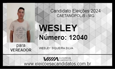 Candidato WESLEY 2024 - CAETANÓPOLIS - Eleições