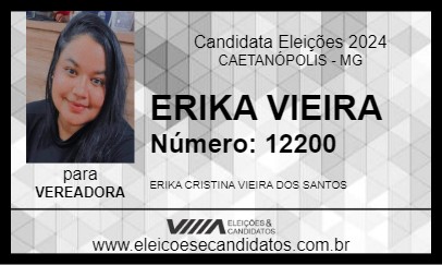 Candidato ERIKA VIEIRA 2024 - CAETANÓPOLIS - Eleições