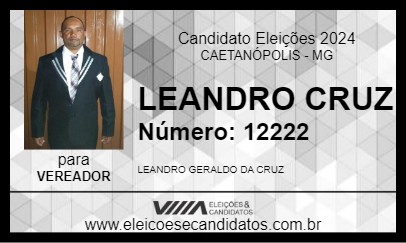 Candidato LEANDRO CRUZ 2024 - CAETANÓPOLIS - Eleições