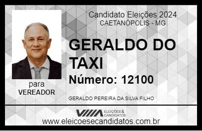 Candidato GERALDO DO TAXI 2024 - CAETANÓPOLIS - Eleições