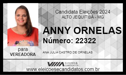 Candidato ANNY ORNELAS  2024 - ALTO JEQUITIBÁ - Eleições