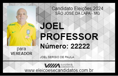 Candidato JOEL PROFESSOR 2024 - SÃO JOSÉ DA LAPA - Eleições