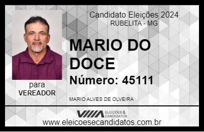 Candidato MARIO DO DOCE 2024 - RUBELITA - Eleições