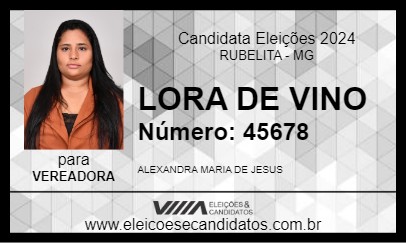 Candidato LORA DE VINO 2024 - RUBELITA - Eleições