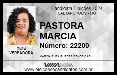 Candidato PASTORA MARCIA 2024 - CAETANÓPOLIS - Eleições