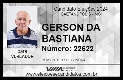 Candidato GERSON DA BASTIANA 2024 - CAETANÓPOLIS - Eleições